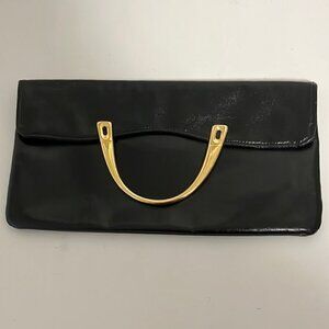 Vintage Cabrelli faux leather clutch bag with gold hardware handle